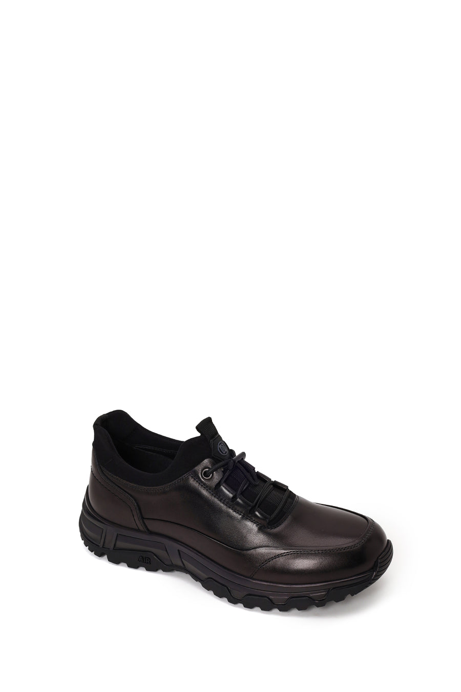 Derimod Fly Male Black Lace-Up Thick-Soled Leather Casual Sneaker