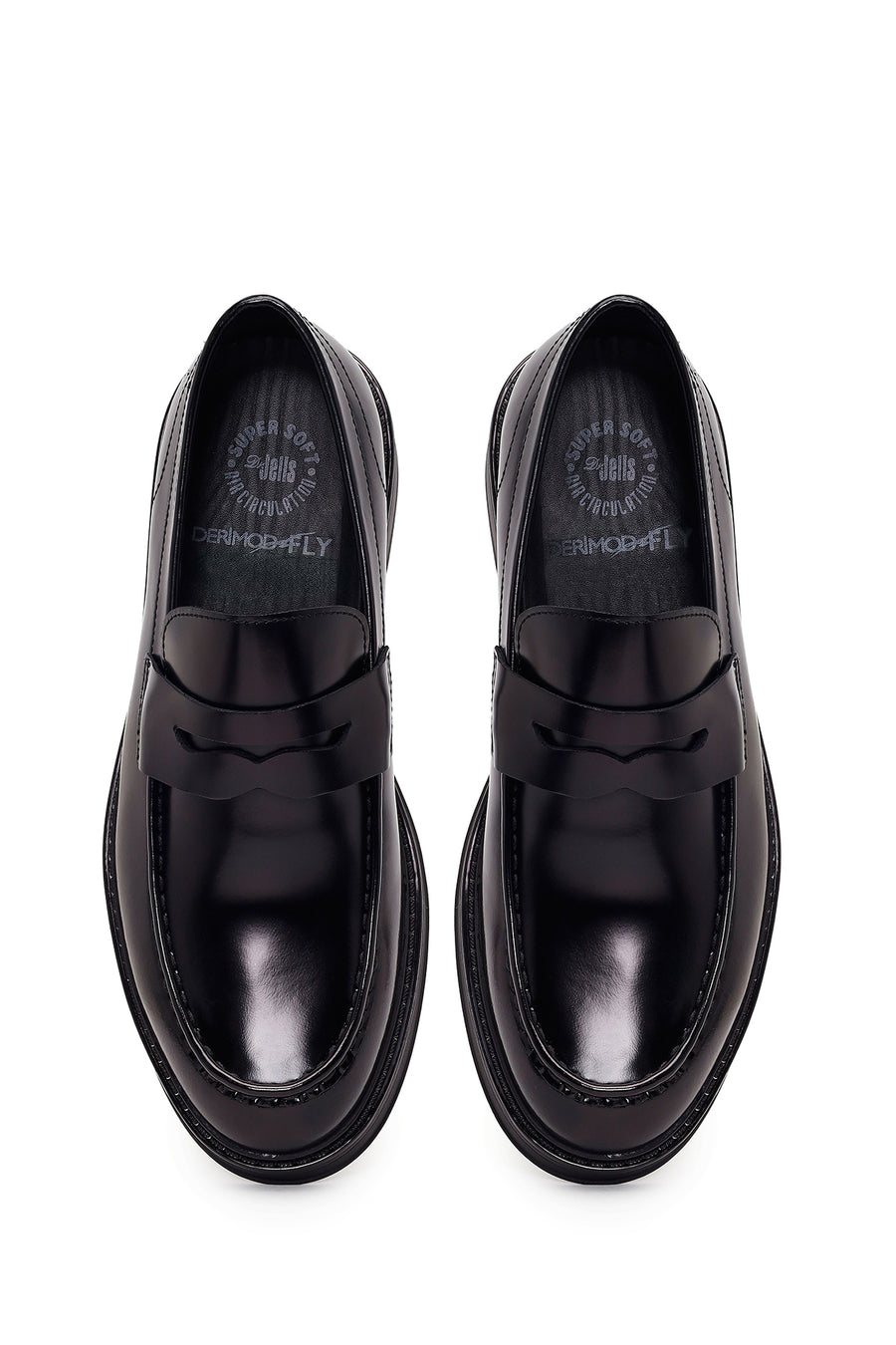 Derimod Fly Male Black Leather Casual Loafer