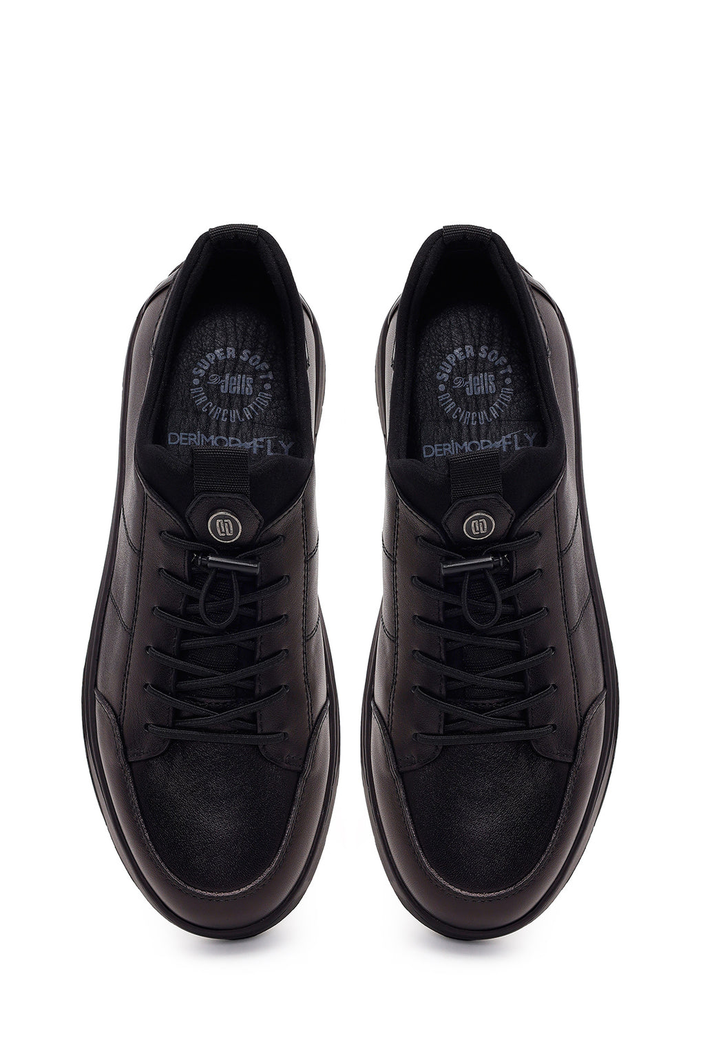 Derimod Fly Erkek Siyah Bağcıklı Deri Casual Sneaker