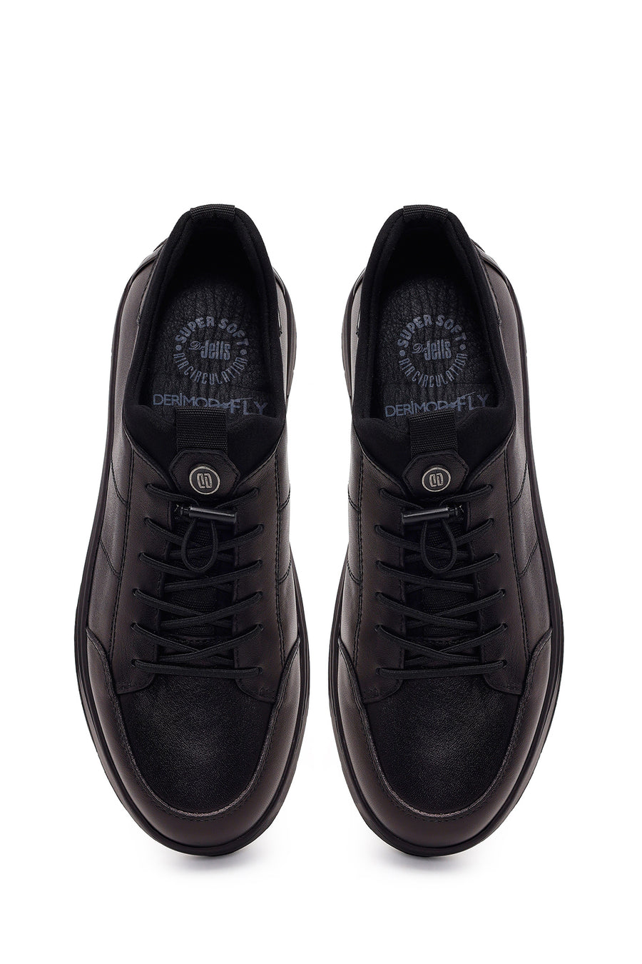 Derimod Fly Male Black Lace-Up Leather Casual Sneaker