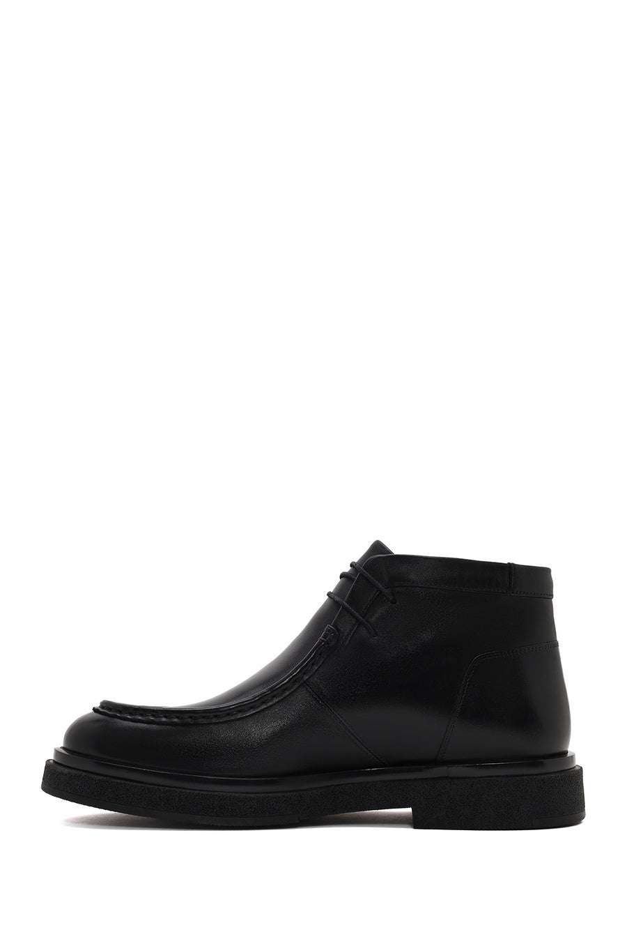 Male Black Lace-up Leather Casual Boots