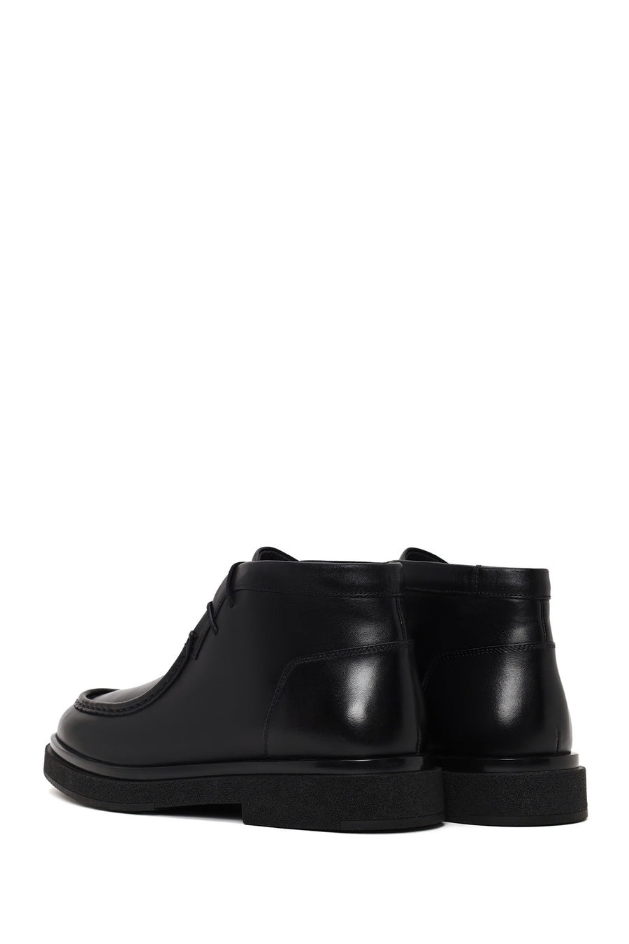 Male Black Lace-up Leather Casual Boots