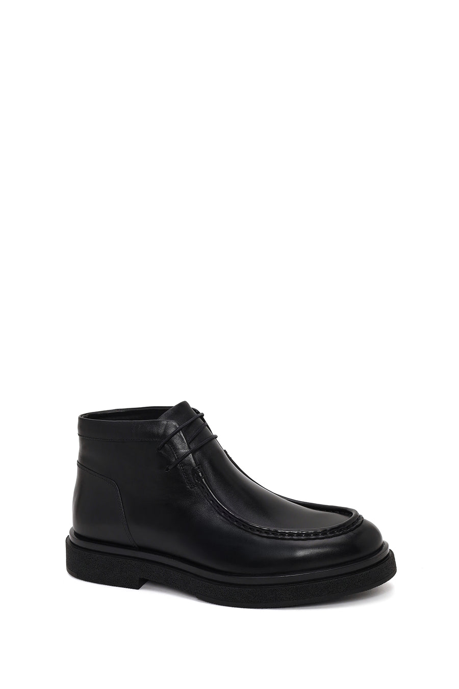 Male Black Lace-up Leather Casual Boots