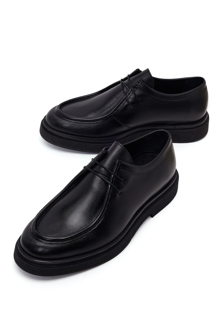 Male Black Lace-up Leather Casual Shoes