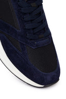 Erkek Lacivert Bağcıklı Kalın Tabanlı Deri Casual Sneaker | Derimod