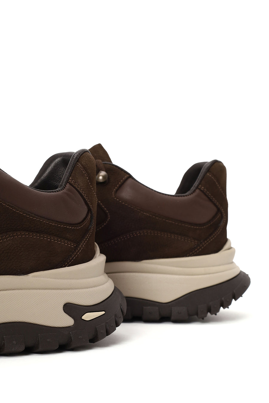 Erkek Kahverengi Bağcıklı Kalın Tabanlı Nubuk Deri Casual Sneaker