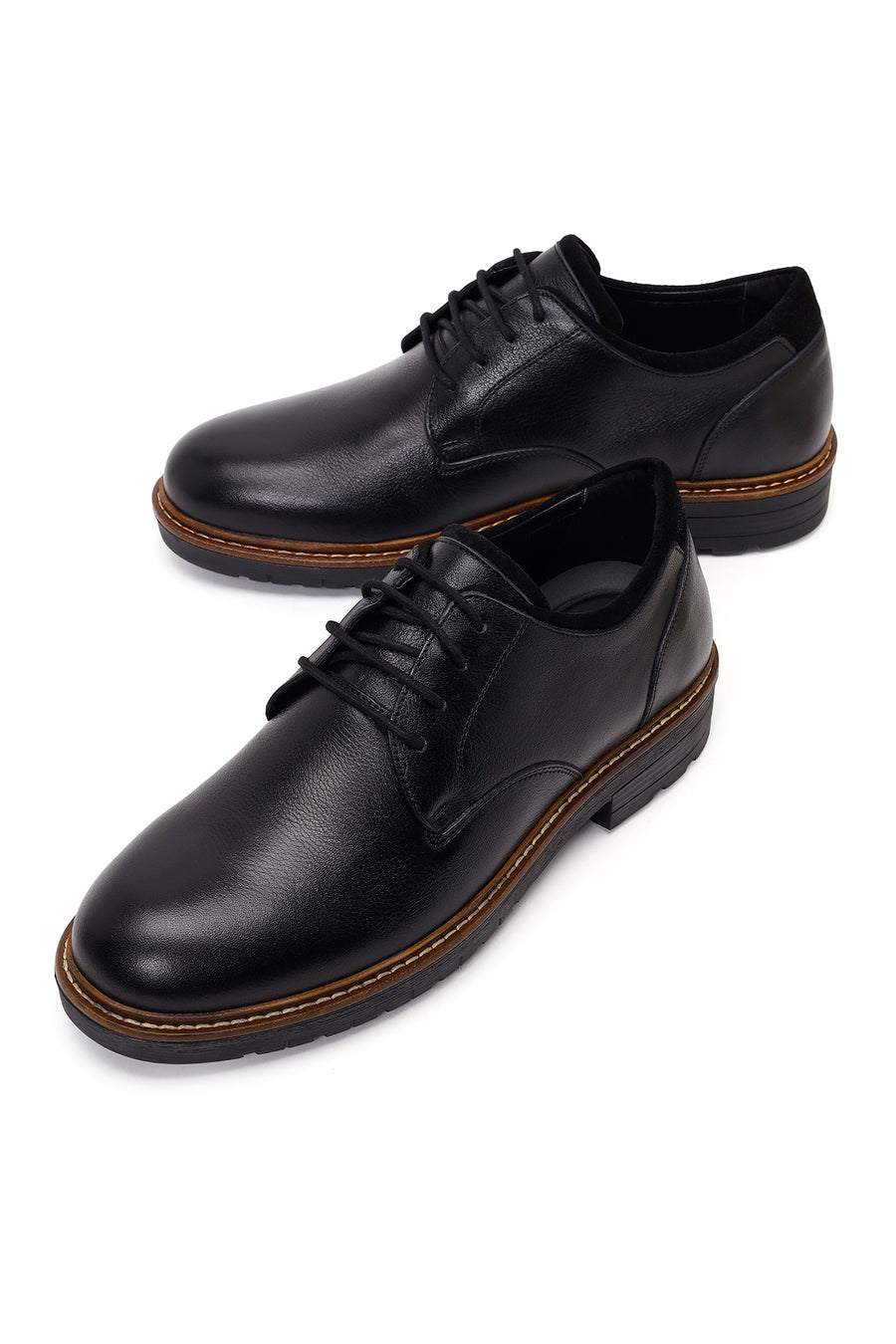 Male Black Lace-up Leather Casual Shoes