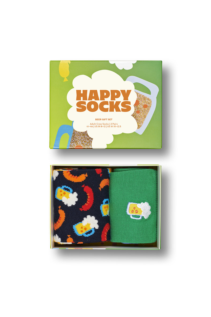 Happy Socks Male Multicolored Patterned Cotton 2-Pack Sock Set XBEE02-7300 | Derimod