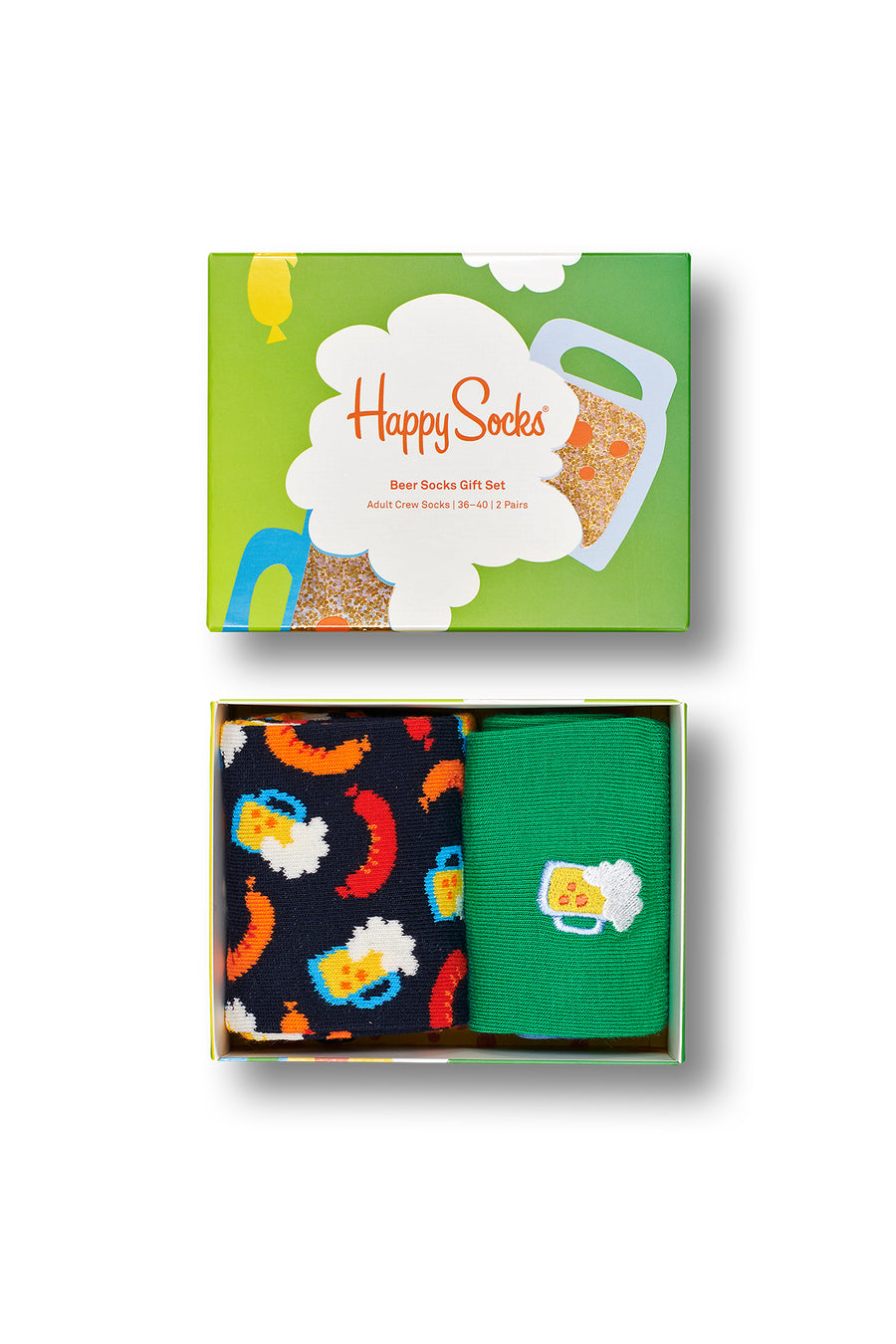 Happy Socks Male Multicolored Patterned Cotton 2-Pack Sock Set