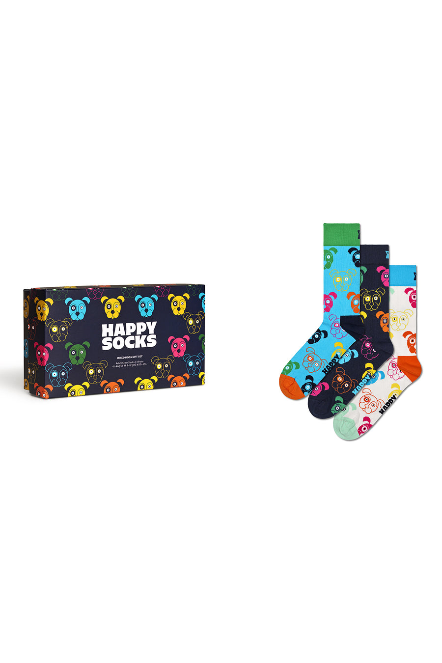 Happy Socks Male Multicolored Patterned Cotton 3-Pack Sock Set XDOG08-0150 | Derimod