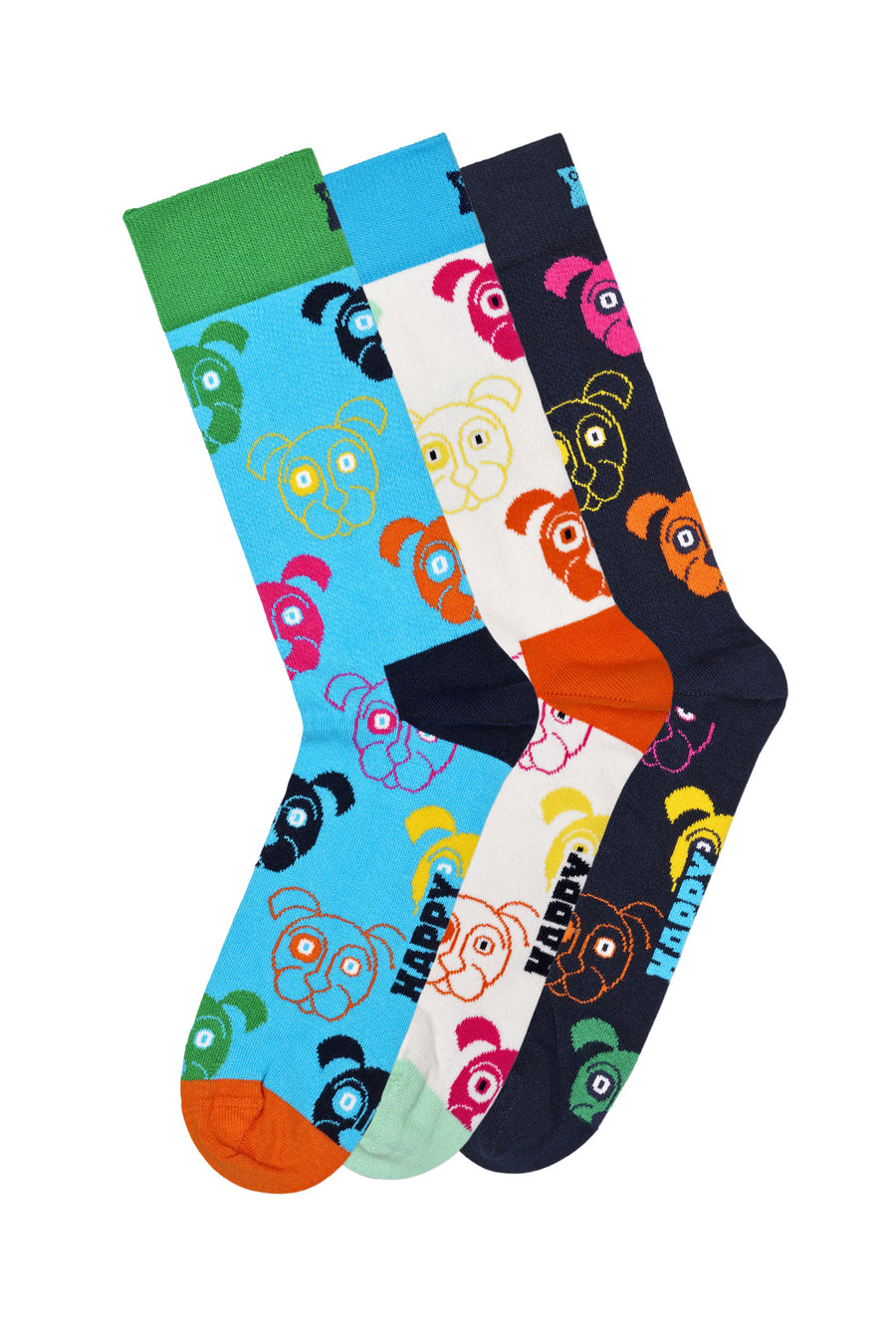 Happy Socks Male Multicolored Patterned Cotton 3-Pack Sock Set