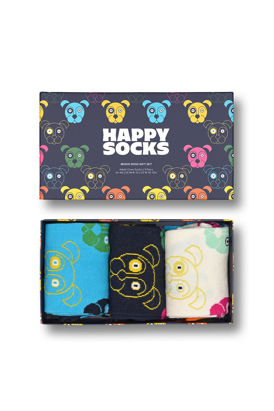 Happy Socks Male Multicolored Patterned Cotton 3-Pack Sock Set