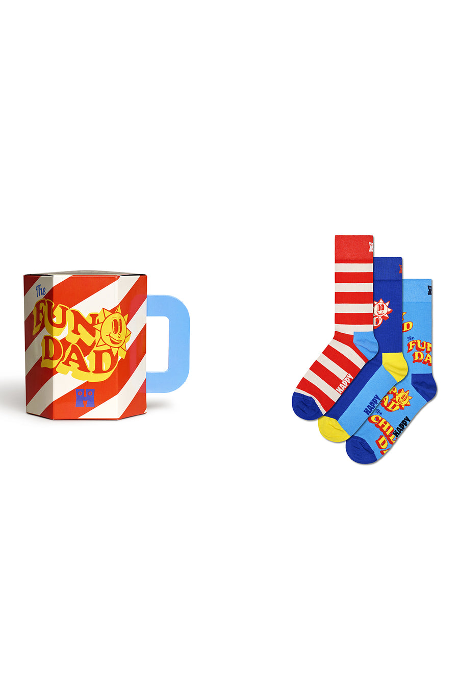 Happy Socks Male Multicolored Super Dad-Themed Pack of 3 Cotton Socks Set XFOT08-6300 | Derimod