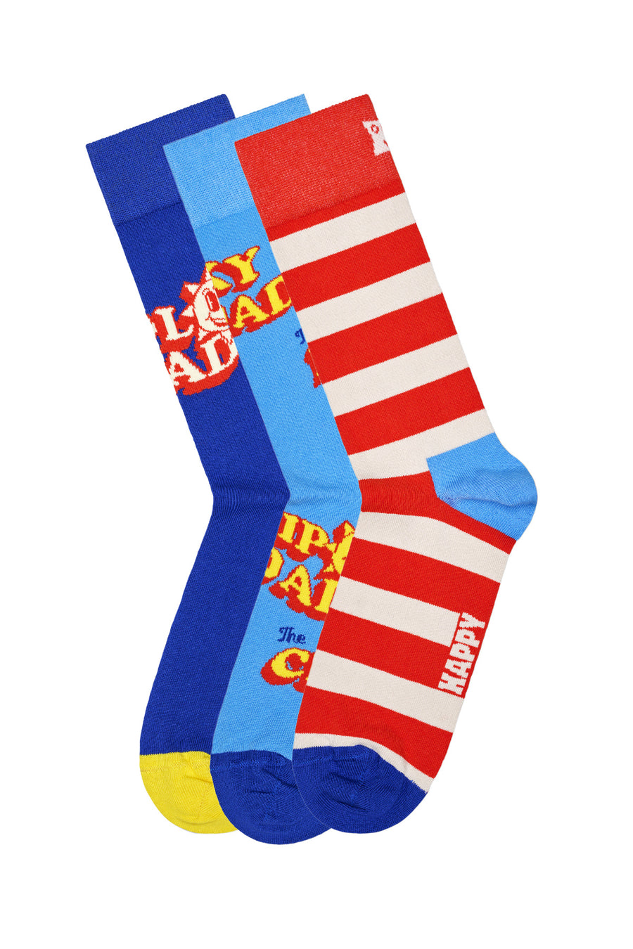 Happy Socks Male Multicolored Super Dad-Themed Pack of 3 Cotton Socks Set