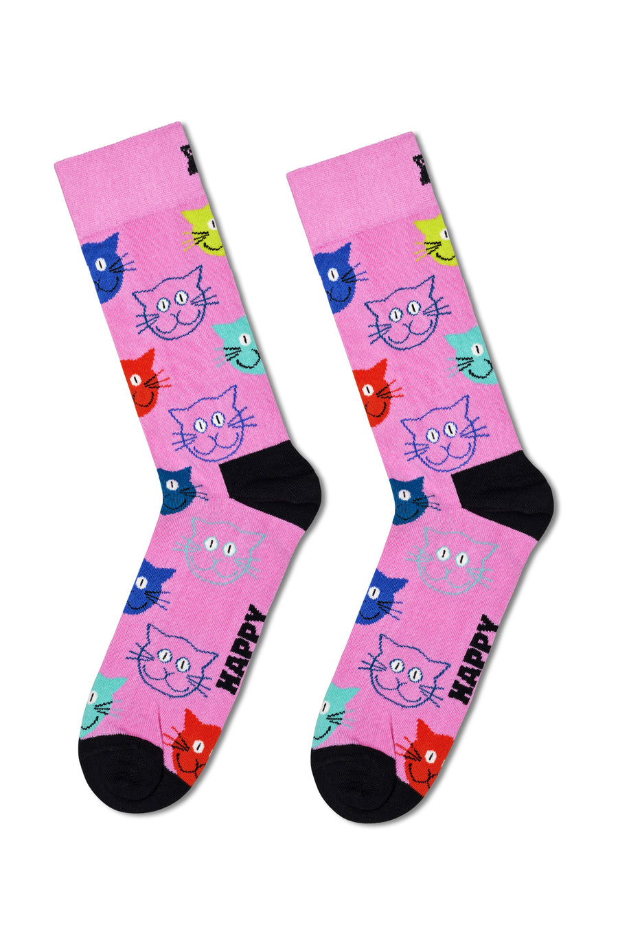 Happy Socks Woman Multicolored Cat Patterned Cotton 3-Pack Sock Set