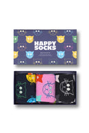 Happy Socks Kadın Çok Renkli Kedi Desenli Pamuklu 3’lü Çorap Seti | Derimod