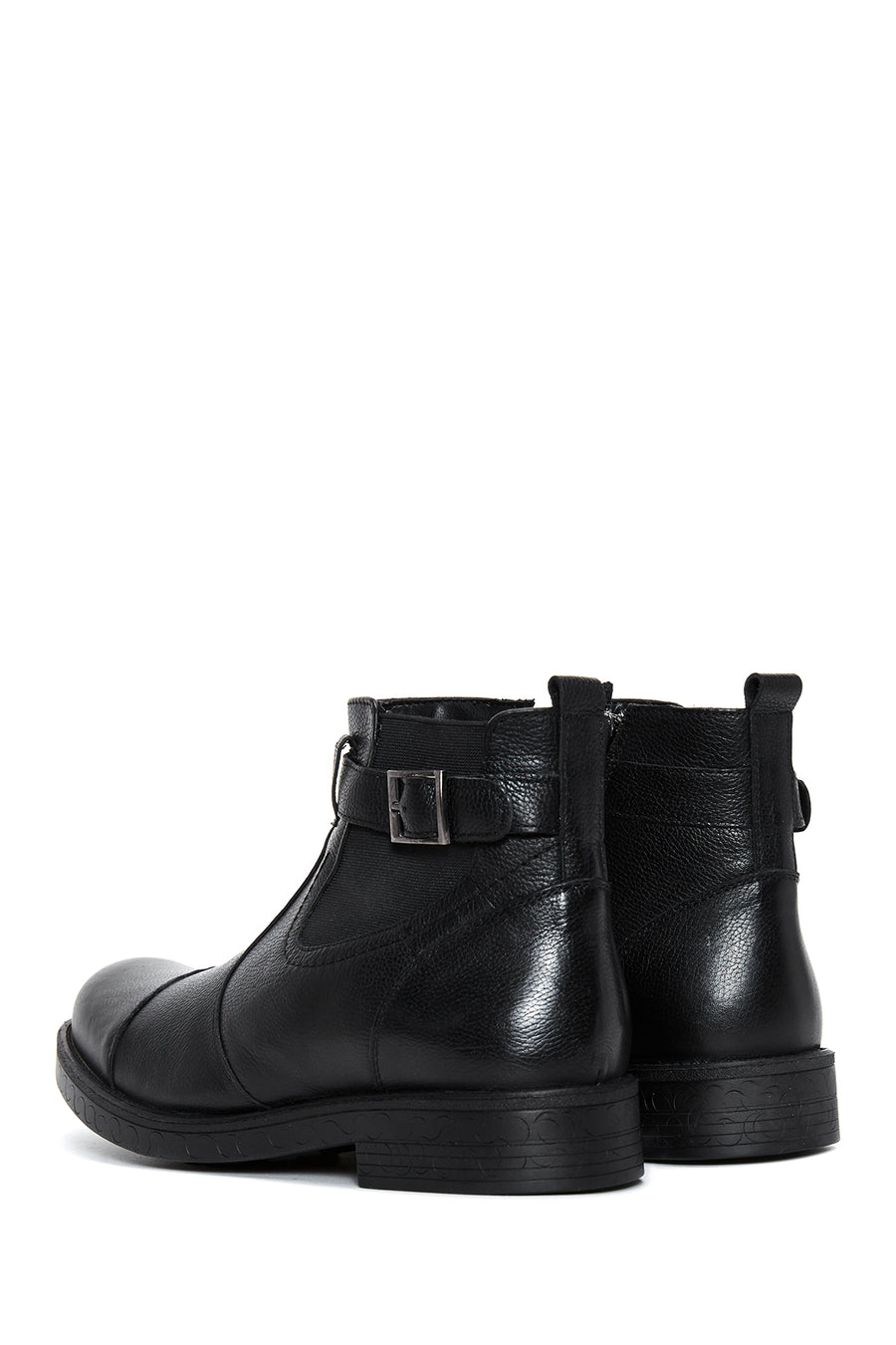 Men's Black Leather Zippered Casual Boots
