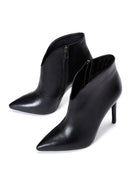 Women's Black Leather Heeled Classic Bootie | Derimod