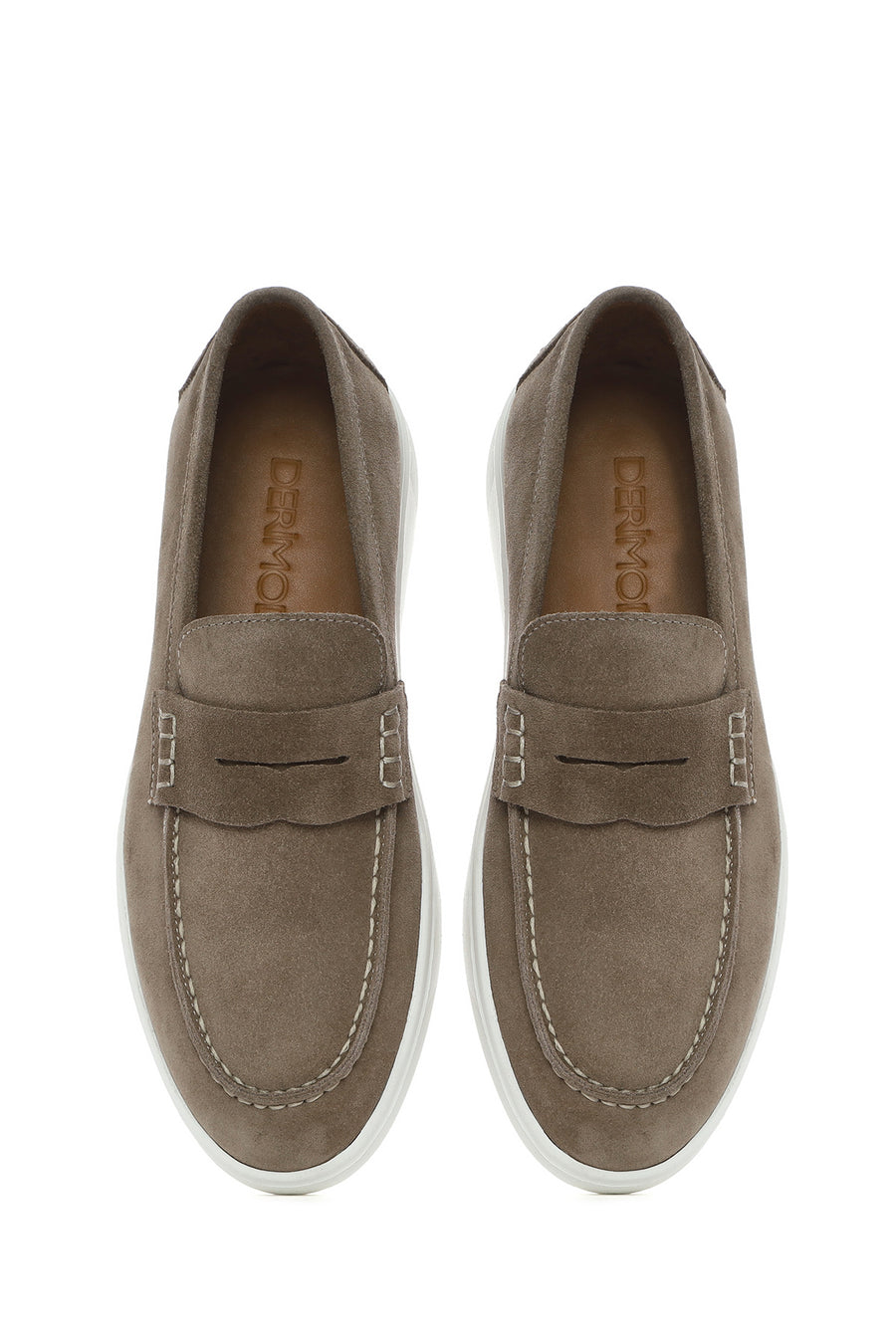 Erkek Vizon Kalın Tabanlı Süet Deri Casual Loafer