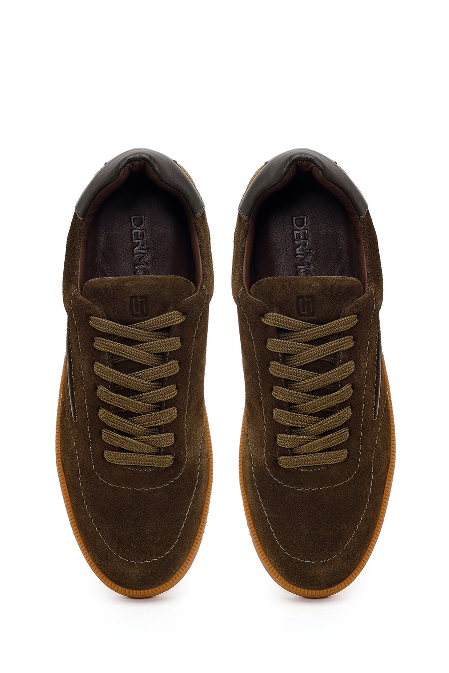 Erkek Haki Bağcıklı Süet Deri Sneaker