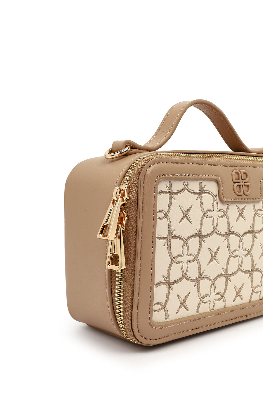 Women's Beige Long Strap Printed Shoulder Bag