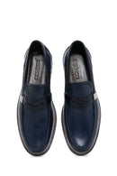 Men's Navy Blue Leather Casual Loafer | Derimod