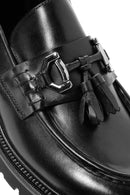 Men's Black Tasseled Leather Casual Loafer | Derimod