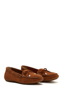 Women's Tan Suede Leather Loafer | Derimod