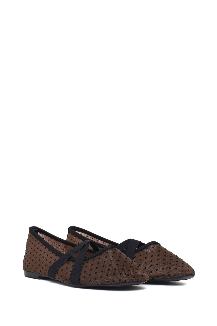 Woman Brown Patterned Fabric Ballet Flats