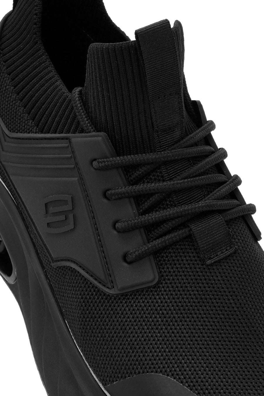 Men's Black Lace-Up Fabric Sneakers