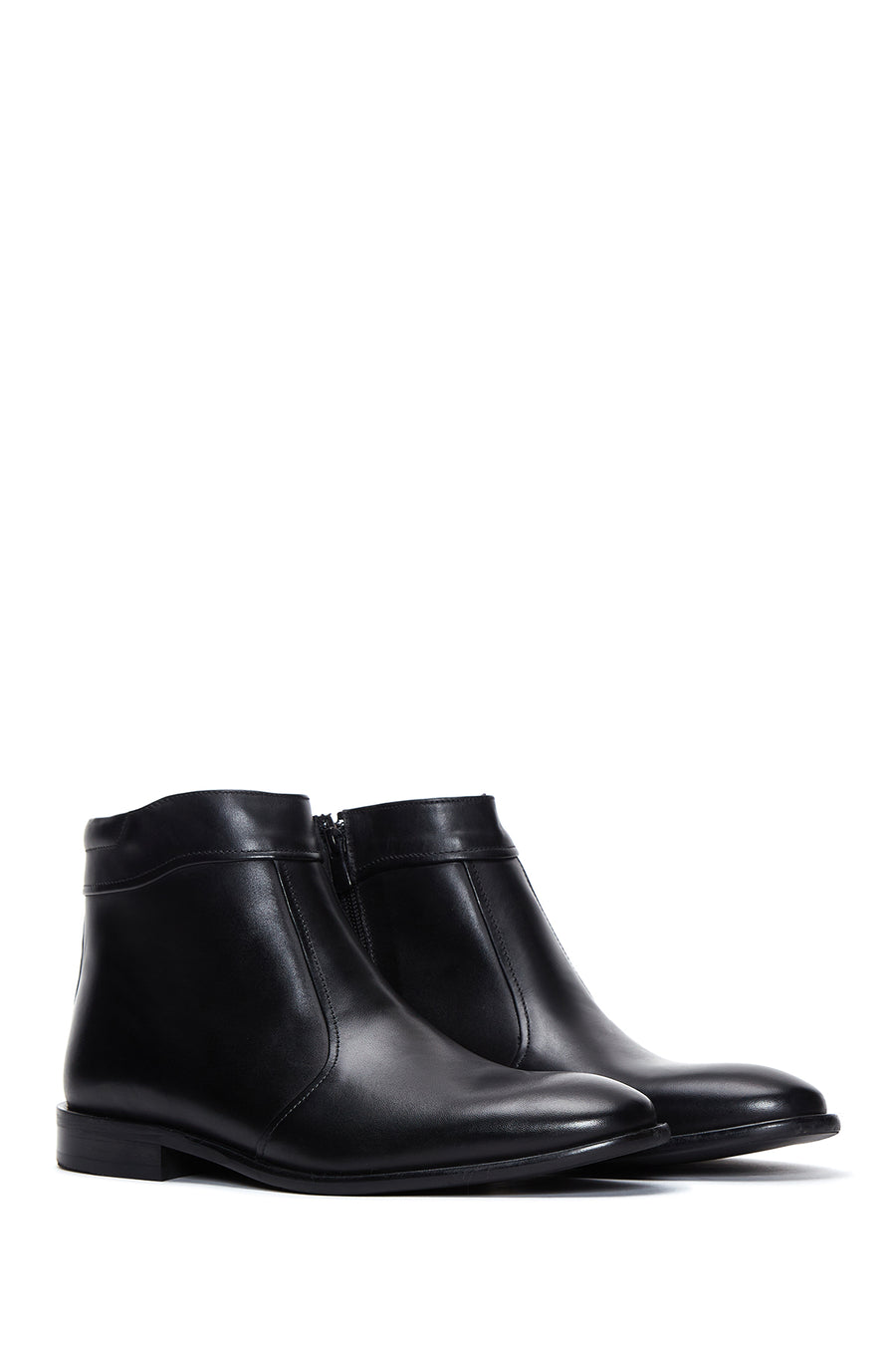 Men's Black Zippered Leather Classic Boots