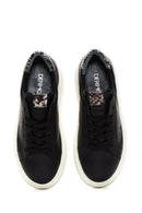 Women's Black Lace-Up Chunky Sole Leather Sneakers | Derimod