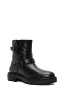 Women's Black Buckle Detailed Leather Boots | Derimod