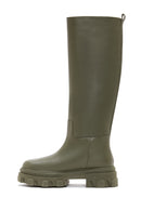 Kadın Haki Deri Kalın Tabanlı Çizme | Derimod