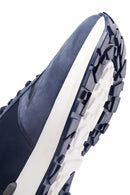 Men's Blue Nubuck Leather Thick Soled Sneaker | Derimod