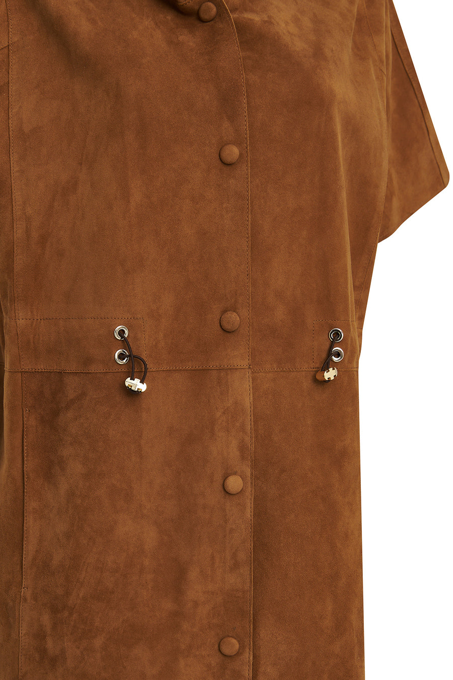 Miranda Women's Brown Hooded Suede Leather Long Vest