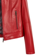 Sonia Woman Red Short Leather Jacket | Derimod