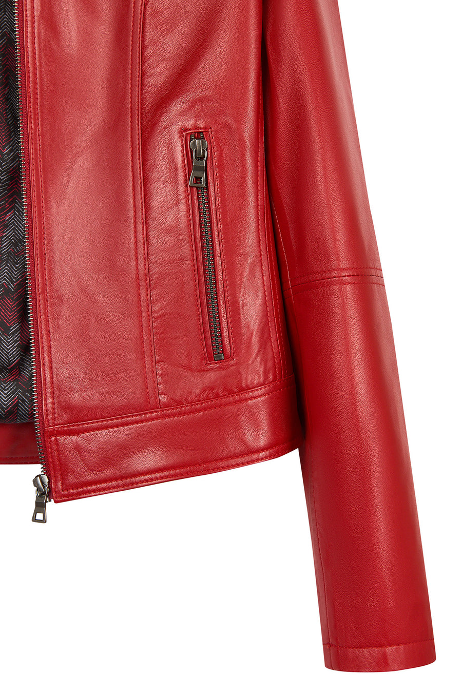 Sonia Woman Red Short Leather Jacket