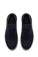 Male Navy Lace-up Suede Leather Sneaker | Derimod
