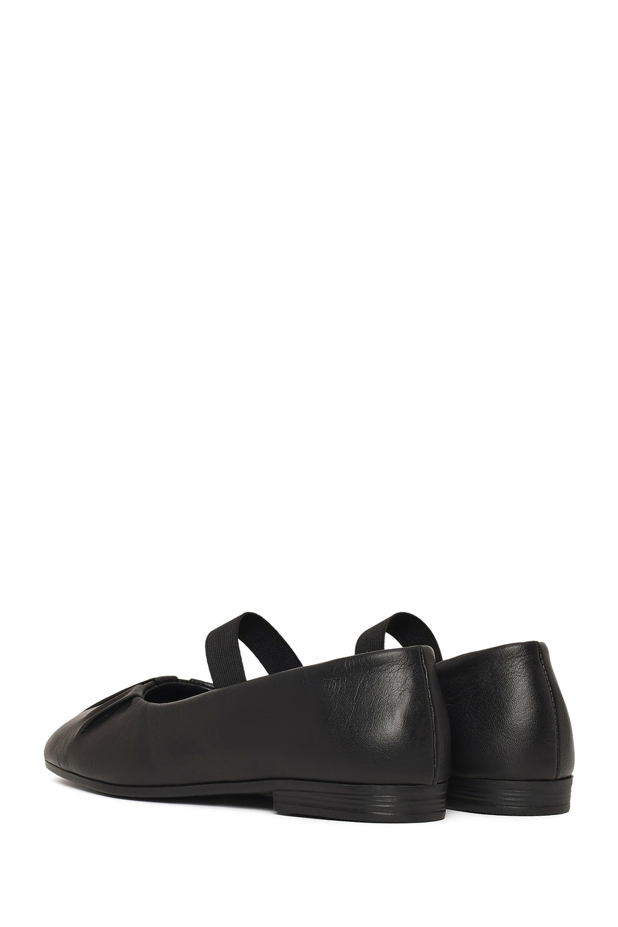 Women's Black Banded Leather Ballerinas
