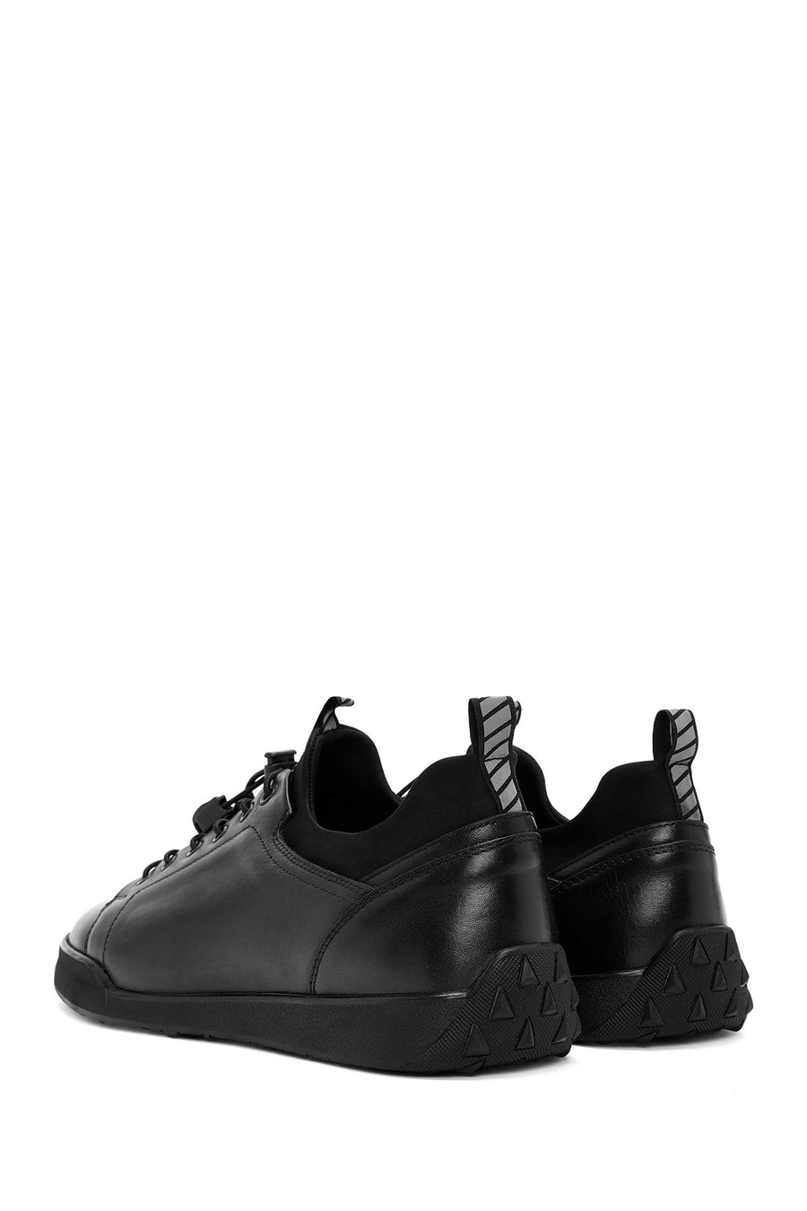 Men's Black Lace-up Leather Sneaker