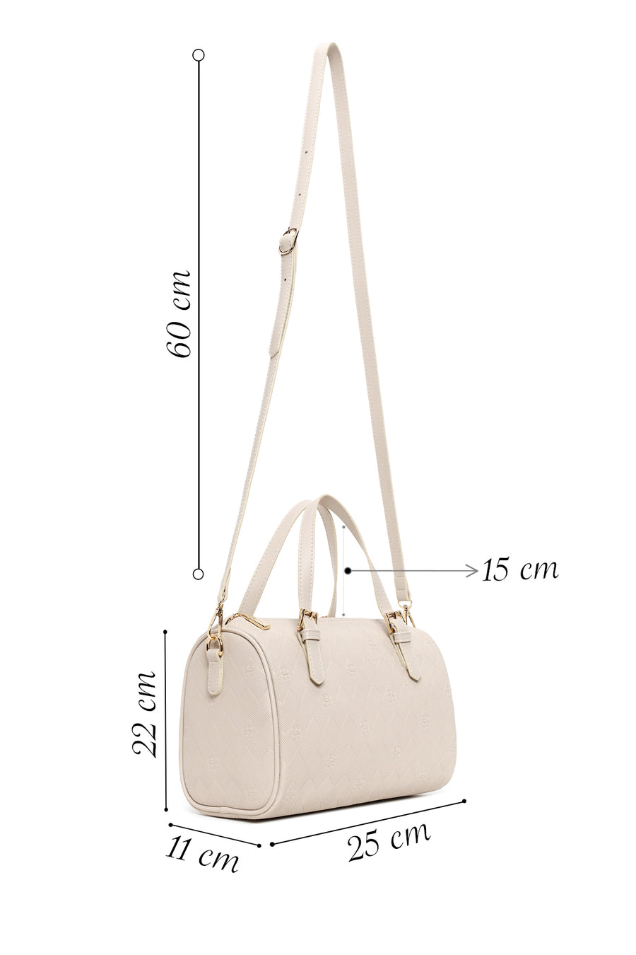 Woman Cream Long Strap Printed Shoulder Bag