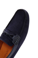 Men's Navy Blue Suede Leather Sports Loafer | Derimod