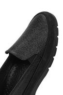 Kadın Siyah Simli Deri Comfort Loafer | Derimod