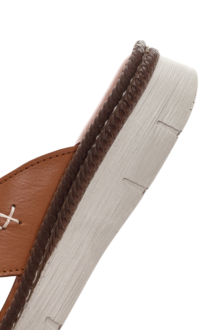 Women's Tan Thick Soled Leather Comfort Slippers