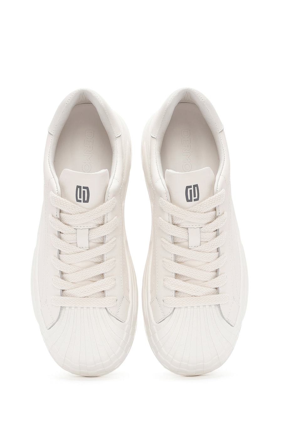 Men's White Lace-up Leather Sneaker