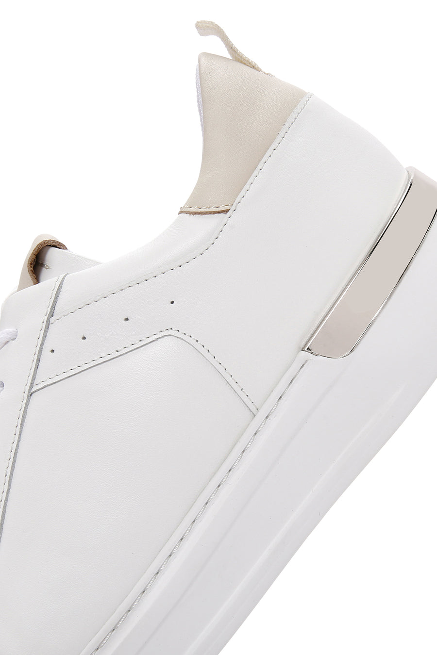 Men's White Lace-Up Leather Sneaker