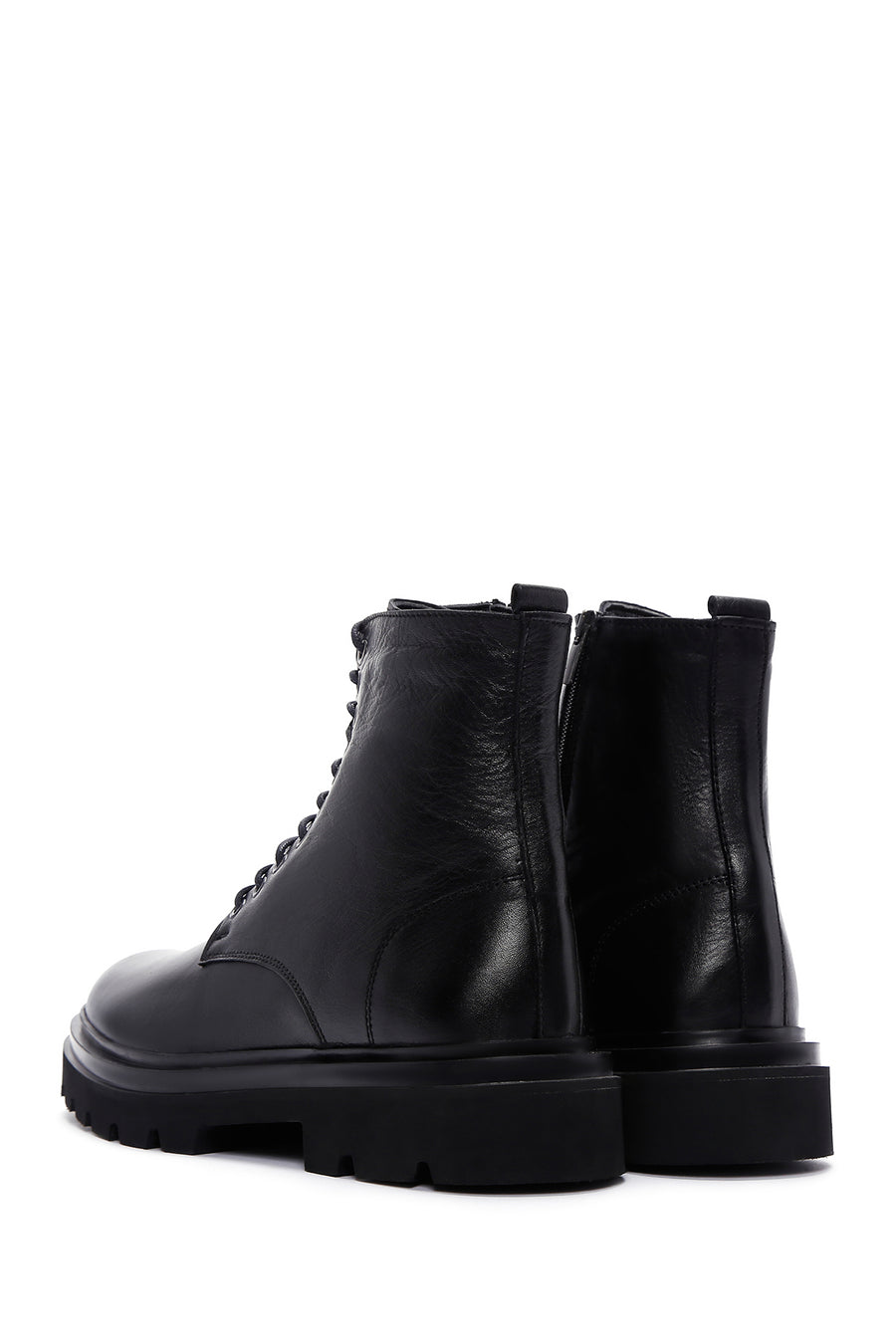 Men's Black Leather Zippered Boots