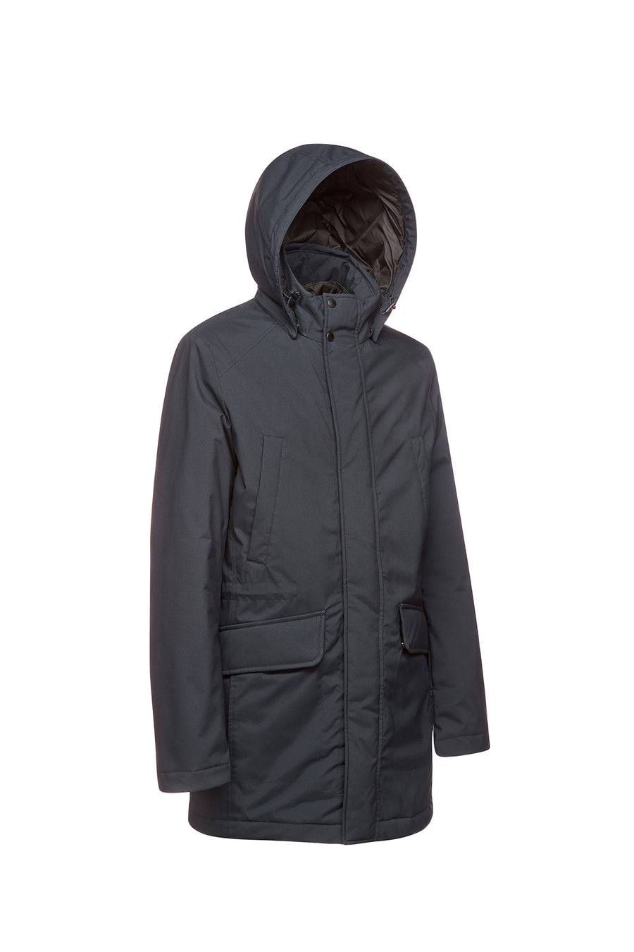 Geox Men's Navy Blue Andalo Long Leather Coat