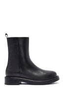 Women's Black Zipper Patterned Leather Boots | Derimod